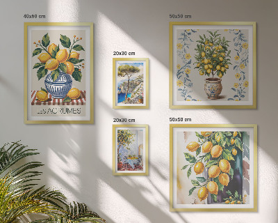 Set slika iznad kauča Citrusi mediteranskog stila