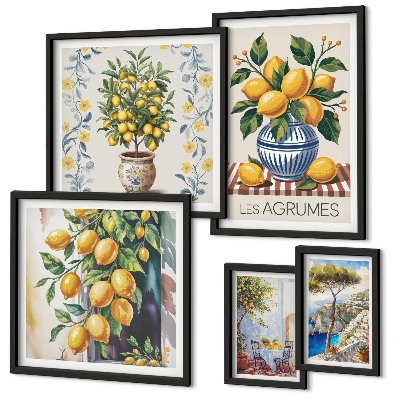 Set slika iznad kauča Citrusi mediteranskog stila
