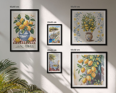 Set slika iznad kauča Citrusi mediteranskog stila