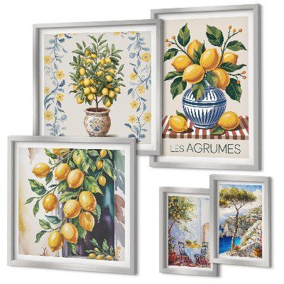 Set slika iznad kauča Citrusi mediteranskog stila