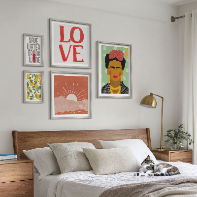 Set slika iznad kauča Žena s cvijećem u boho stilu