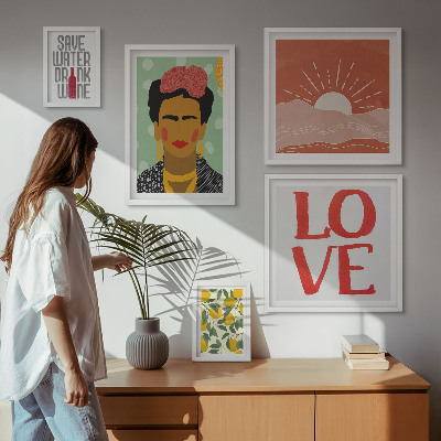 Set slika iznad kauča Žena s cvijećem u boho stilu