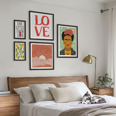 Set slika iznad kauča Žena s cvijećem u boho stilu