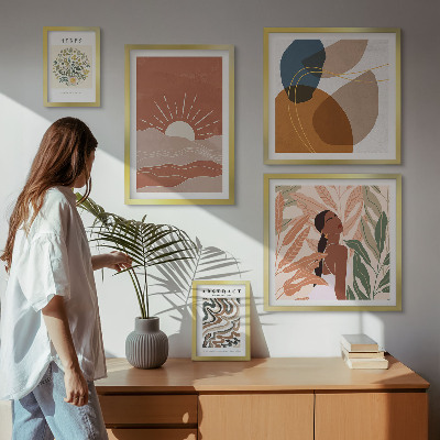 Set 5 slika u okviru Apstraktni biljni motivi u boho stilu