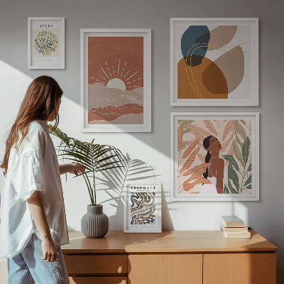 Set 5 slika u okviru Apstraktni biljni motivi u boho stilu