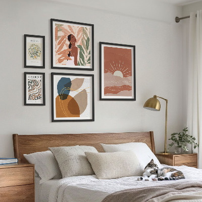Set 5 slika u okviru Apstraktni biljni motivi u boho stilu