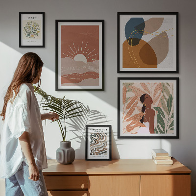 Set 5 slika u okviru Apstraktni biljni motivi u boho stilu