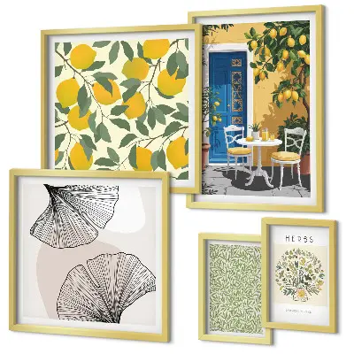 Set 5 slika u okviru s motivima elegantnih biljaka