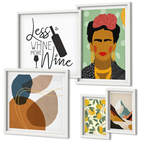 Set 5 slika u okviru Apstraktni portreti u boho stilu