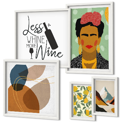 Set 5 slika u okviru Apstraktni portreti u boho stilu