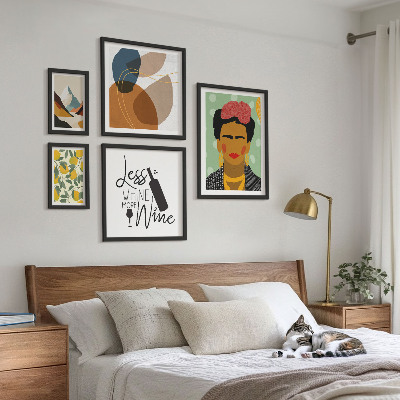 Set 5 slika u okviru Apstraktni portreti u boho stilu