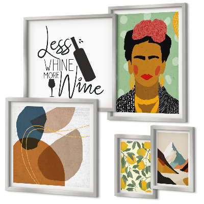 Set 5 slika u okviru Apstraktni portreti u boho stilu