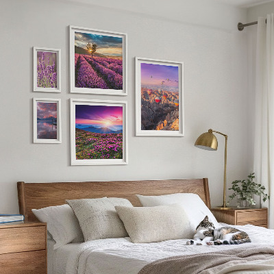 Set slika iznad kauča Pejzaž balona od lavande