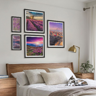 Set slika iznad kauča Pejzaž balona od lavande