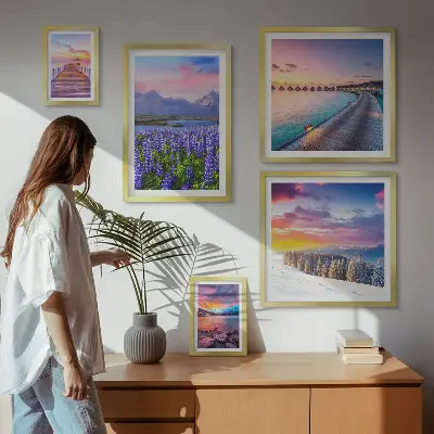 Poliptih u okviru prikaz planinskih krajolika i prirode