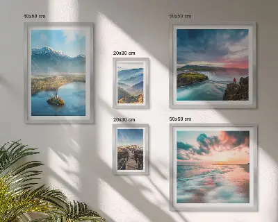 Slapovi planinskih krajolika set od 5 slika u okviru