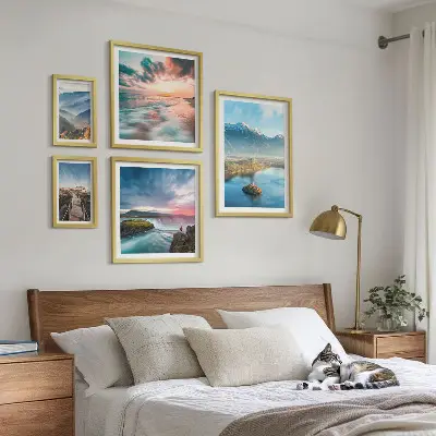 Slapovi planinskih krajolika set od 5 slika u okviru