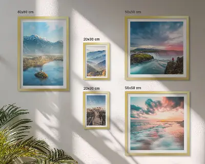 Slapovi planinskih krajolika set od 5 slika u okviru