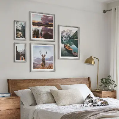 Set slika iznad kauča s motivom planinskih jezera priroda i krajolici