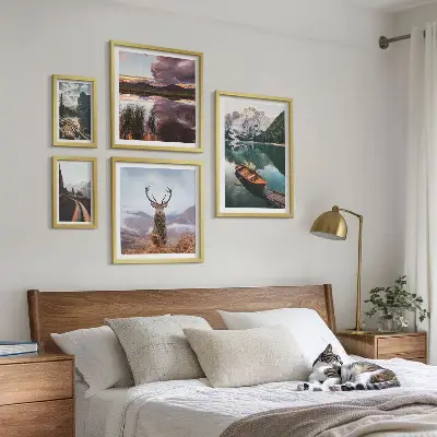 Set slika iznad kauča s motivom planinskih jezera priroda i krajolici