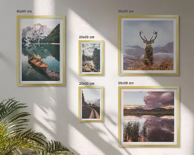 Set slika iznad kauča s motivom planinskih jezera priroda i krajolici