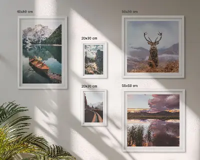 Set slika iznad kauča s motivom planinskih jezera priroda i krajolici