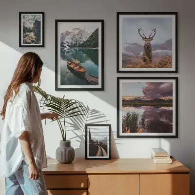 Set slika iznad kauča s motivom planinskih jezera priroda i krajolici