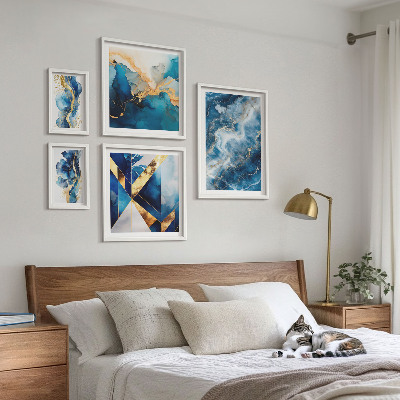 Set 5 slika u okviru Apstraktne plave kompozicije