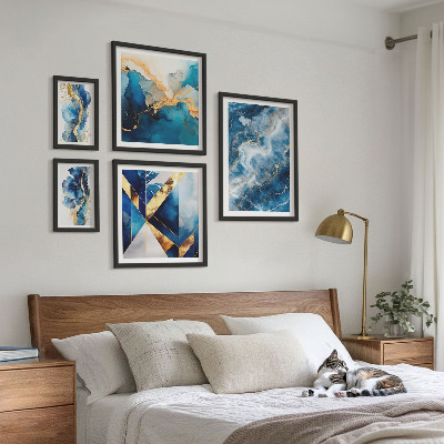 Set 5 slika u okviru Apstraktne plave kompozicije