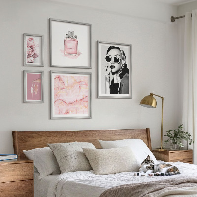 Set slika iznad kauča Elegantni detalji u ružičastoj boji