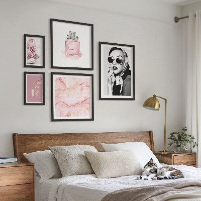 Set slika iznad kauča Elegantni detalji u ružičastoj boji