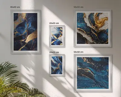 Apstraktni plavi uzorci poliptih u okviru
