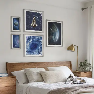 Zemljini kozmički krajolici set od 5 slika u okviru
