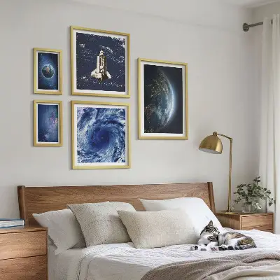 Zemljini kozmički krajolici set od 5 slika u okviru