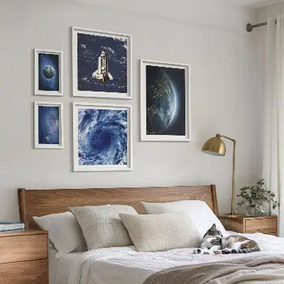 Zemljini kozmički krajolici set od 5 slika u okviru