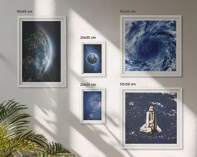 Zemljini kozmički krajolici set od 5 slika u okviru