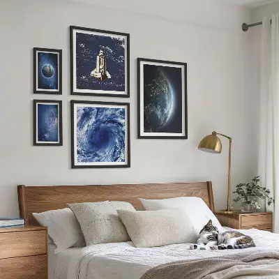 Zemljini kozmički krajolici set od 5 slika u okviru