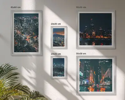 Noćni pogledi na moderne gradove poliptih u okviru
