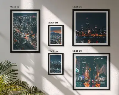 Noćni pogledi na moderne gradove poliptih u okviru