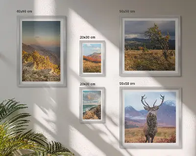 Set od 5 slika u okviru planinski krajolici s divljim životinjama