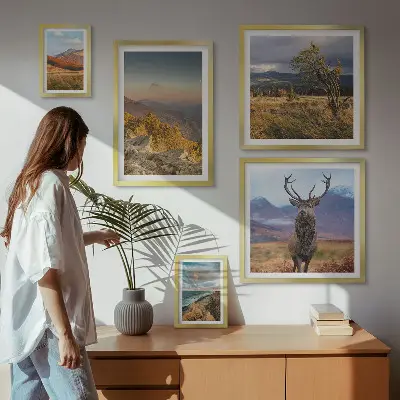 Set od 5 slika u okviru planinski krajolici s divljim životinjama