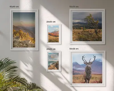 Set od 5 slika u okviru planinski krajolici s divljim životinjama