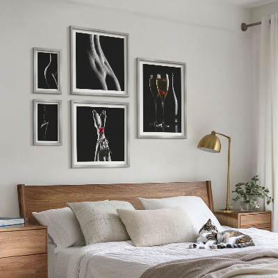 Set slika iznad kauča Elegantni moderni detalji Crni i crveni