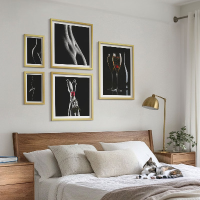 Set slika iznad kauča Elegantni moderni detalji Crni i crveni