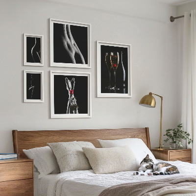 Set slika iznad kauča Elegantni moderni detalji Crni i crveni