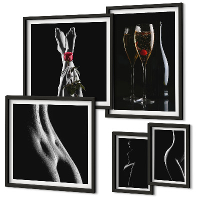 Set slika iznad kauča Elegantni moderni detalji Crni i crveni