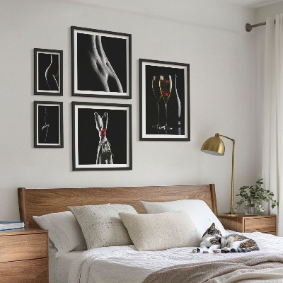 Set slika iznad kauča Elegantni moderni detalji Crni i crveni