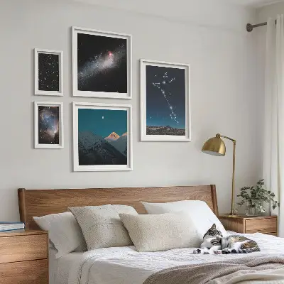 Moderni svemirski krajolici set od 5 slika u okviru