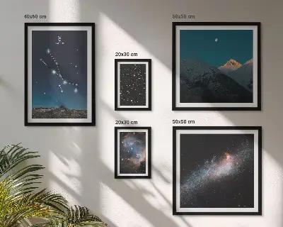 Set od 5 slika u okviru kozmički zvjezdani pejzaži noću