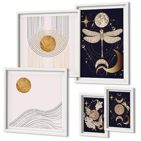 Set slika iznad kauča Elegantni motivi svemirskih insekata